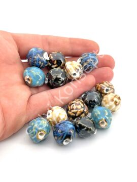 Otantik Seramik Boncuk Gül Motif 18 mm