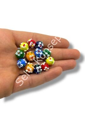 Şarlama Sanatı Çiçek İşlemeli Yuvarlak Karnaval Mix Dizi Cam Boncuk