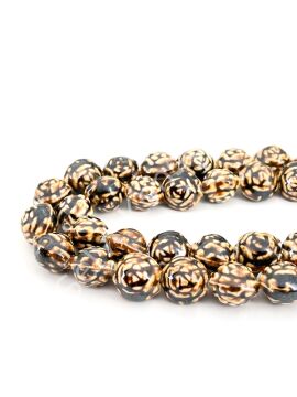 Otantik Seramik Boncuk Gül Motif 18 mm Kahverenği