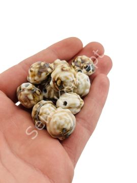 Otantik Seramik Boncuk Gül Motif 18 mm Krem