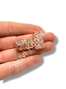 Gana-Krobo Cam Boncuk Krem 13x25 mm 10 Adet