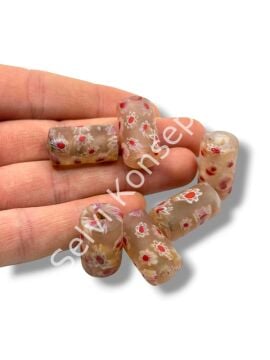 Gana-Krobo Cam Boncuk Krem 13x25 mm 10 Adet