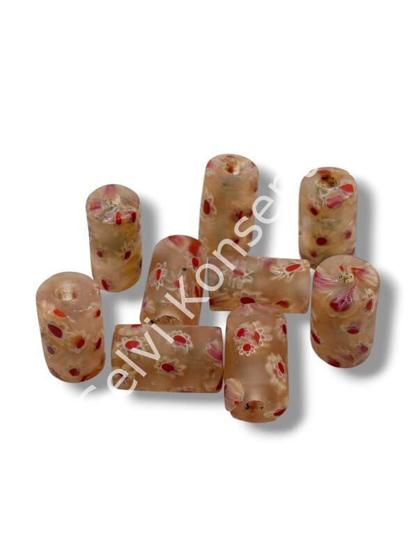 Gana-Krobo Cam Boncuk Krem 13x25 mm 10 Adet