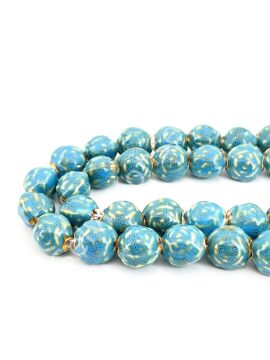 Otantik Seramik Boncuk Gül Motif 18 mm Mavi
