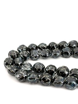 Otantik Seramik Boncuk Gül Motif 18 mm Siyah
