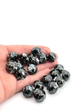 Otantik Seramik Boncuk Gül Motif 18 mm Siyah