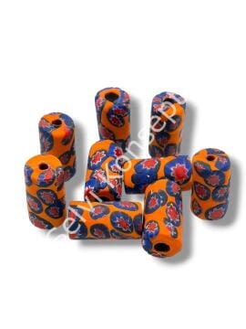 Gana-Krobo Cam Boncuk Turuncu-Lacivert 13x25 mm 10 Adet