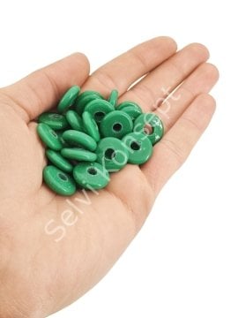 Yeşil Renkli Kalıplı Dilgöz Cam Boncuk 10 Adet