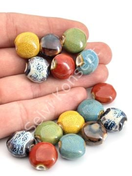 Otantik Seramik Boncuk Yassı 15x15 mm