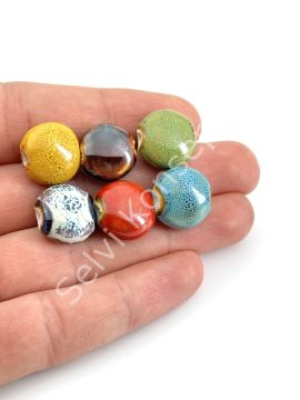 Otantik Seramik Boncuk Yassı 15x15 mm