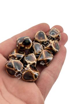 Otantik Seramik Boncuk 13x16 mm Kahverenği