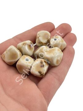 Otantik Seramik Boncuk 13x16 mm Krem