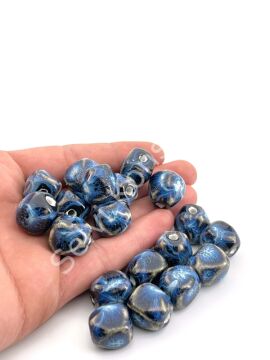 Otantik Seramik Boncuk 13x16 mm Lacivert