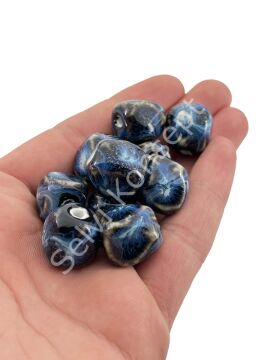 Otantik Seramik Boncuk 13x16 mm Lacivert
