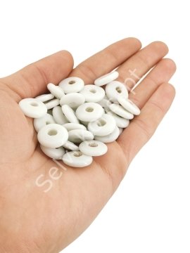 Beyaz Renkli Kalıplı Dilgöz Cam Boncuk 10 Adet