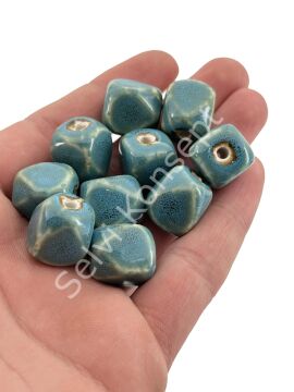 Otantik Seramik Boncuk 13x16 mm Mavi
