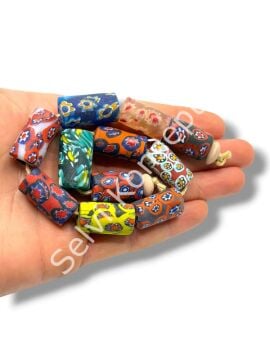 Gana-Krobo Cam Boncuk Karışık Renkli Dizi 13x25 mm