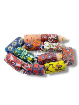 Gana-Krobo Cam Boncuk Karışık Renkli Dizi 13x25 mm