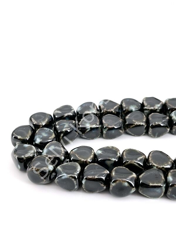 Otantik Seramik Boncuk 13x16 mm Siyah