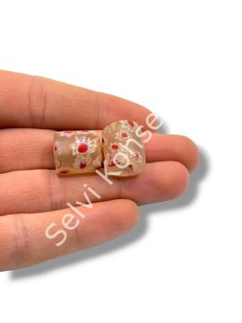 Gana-Krobo Cam Boncuk Krem 12x16 mm 10 Adet