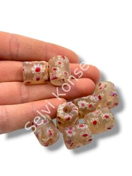 Gana-Krobo Cam Boncuk Krem 12x16 mm 10 Adet