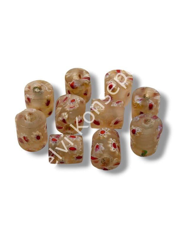 Gana-Krobo Cam Boncuk Krem 12x16 mm 10 Adet