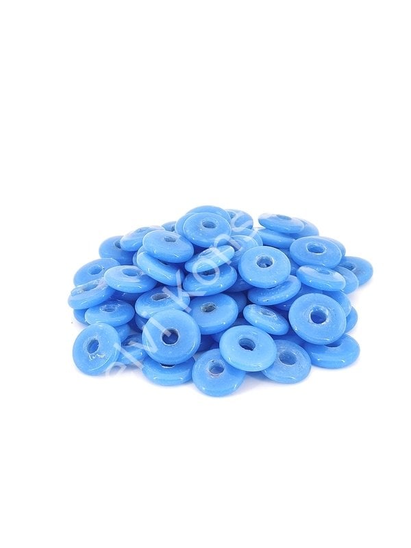 Saks Mavi Renkli Kalıplı Dilgöz Cam Boncuk 10 Adet