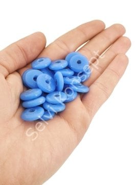 Saks Mavi Renkli Kalıplı Dilgöz Cam Boncuk 10 Adet