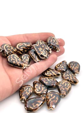 Otantik Seramik Boncuk Damla 18 mm Kahverenği