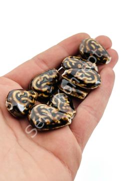 Otantik Seramik Boncuk Damla 18 mm Kahverenği