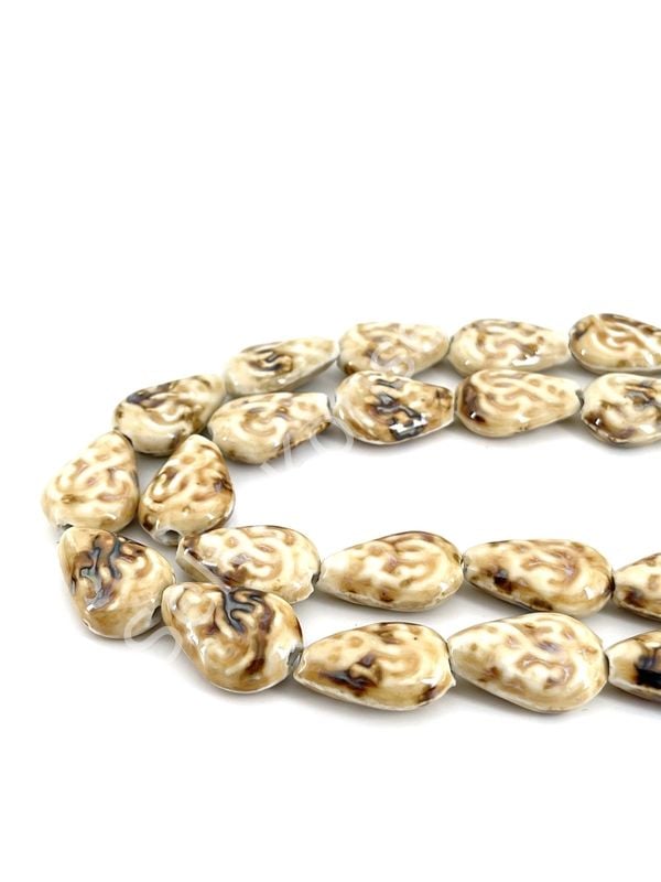 Otantik Seramik Boncuk Damla 18 mm Krem