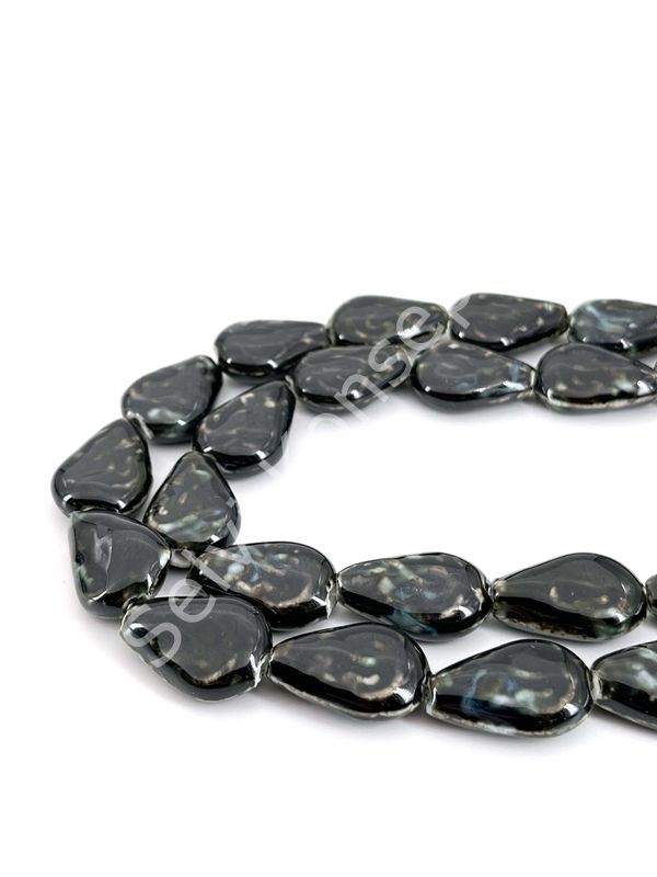 Otantik Seramik Boncuk Damla 18 mm Siyah