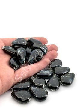 Otantik Seramik Boncuk Damla 18 mm Siyah