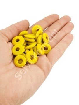 Sarı Renkli Kalıplı Dilgöz Cam Boncuk 10 Adet