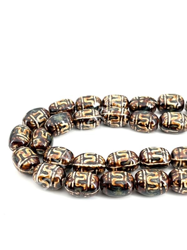 Otantik Seramik Boncuk 15x20 mm Kahverenği