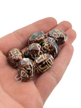 Otantik Seramik Boncuk 15x20 mm Kahverenği