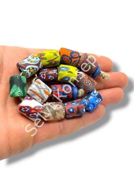 Gana-Krobo Cam Boncuk Karışık Renkli Dizi 12x16 mm