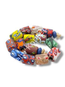 Gana-Krobo Cam Boncuk Karışık Renkli Dizi 12x16 mm