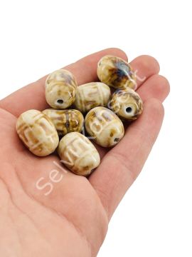 Otantik Seramik Boncuk 15x20 mm Krem