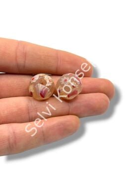 Gana-Krobo Cam Boncuk Krem 15 mm 10 Adet