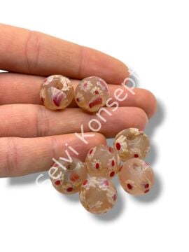 Gana-Krobo Cam Boncuk Krem 15 mm 10 Adet