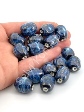 Otantik Seramik Boncuk 15x20 mm Lacivert