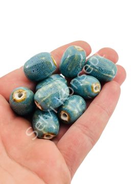 Otantik Seramik Boncuk 15x20 mm Mavi