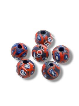 Gana-Krobo Cam Boncuk Lacivert-Kırmızı 15 mm 10 Adet