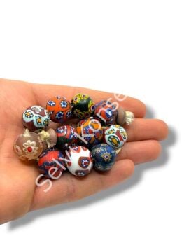 Gana-Krobo Cam Boncuk Karışık Renkli Dizi 15 mm