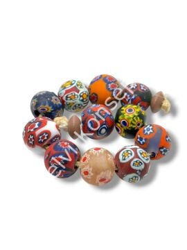 Gana-Krobo Cam Boncuk Karışık Renkli Dizi 15 mm