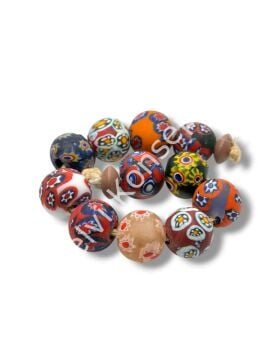 Gana-Krobo Cam Boncuk Karışık Renkli Dizi 15 mm