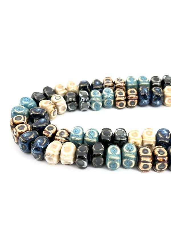 Otantik Seramik Boncuk Benekli Küp 14 mm