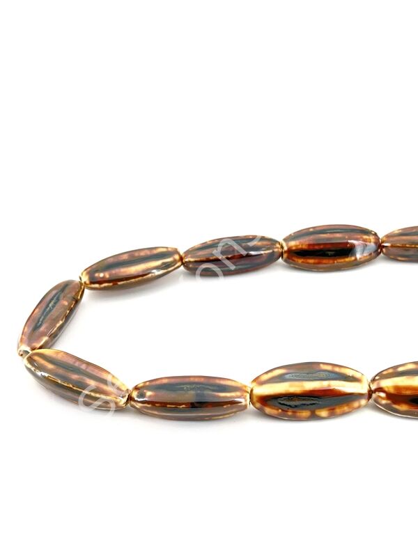 Otantik Seramik Boncuk 14x30 mm Kahverenği