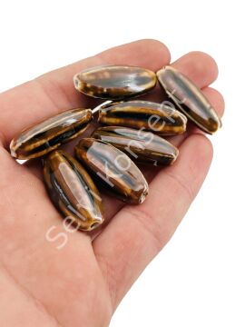 Otantik Seramik Boncuk 14x30 mm Kahverenği
